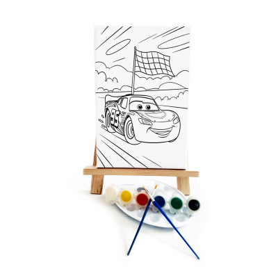 Şimşek Çocuk Ressam Seti - 20 x 30 cm Önçizimli Tuval, 2 Adet Fırça, Palet, Boyalar ve Şövale