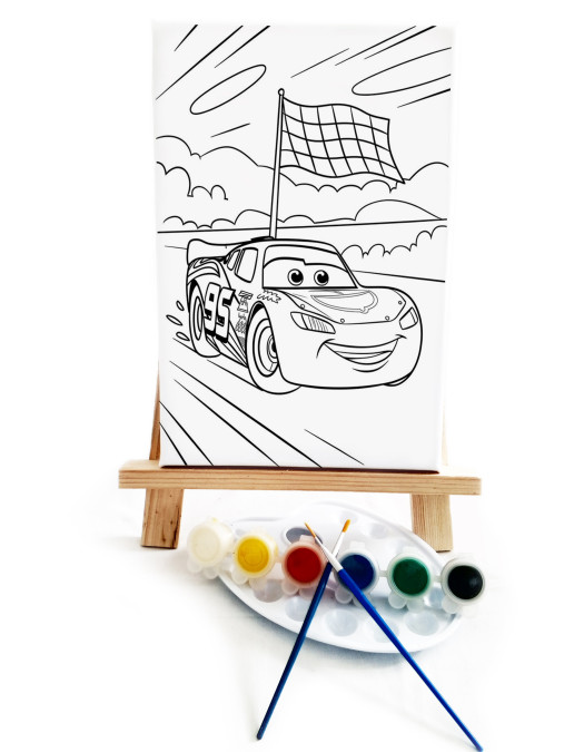 Şimşek Çocuk Ressam Seti - 20 x 30 cm Önçizimli Tuval, 2 Adet Fırça, Palet, Boyalar ve Şövale Şimşek Çocuk Ressam Seti - 20 x 30 cm Önçizimli Tuval, 2 Adet Fırça, Palet, Boyalar ve Şövale