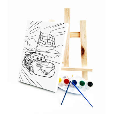 Şimşek Çocuk Ressam Seti - 20 x 30 cm Önçizimli Tuval, 2 Adet Fırça, Palet, Boyalar ve Şövale