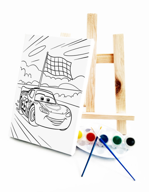 Şimşek Çocuk Ressam Seti - 20 x 30 cm Önçizimli Tuval, 2 Adet Fırça, Palet, Boyalar ve Şövale Şimşek Çocuk Ressam Seti - 20 x 30 cm Önçizimli Tuval, 2 Adet Fırça, Palet, Boyalar ve Şövale