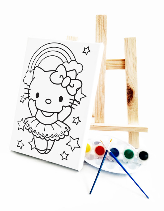 Hello Balerina Çocuk Ressam Seti - 20 x 30 cm Önçizimli Tuval, 2 Adet Fırça, Palet, Boyalar ve Şövale Hello Balerina Çocuk Ressam Seti - 20 x 30 cm Önçizimli Tuval, 2 Adet Fırça, Palet, Boyalar ve Şövale