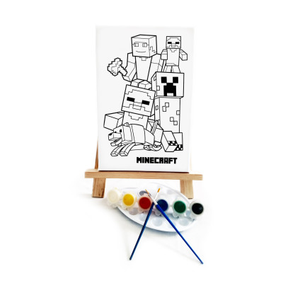 MaynKraft Çocuk Ressam Seti - 20 x 30 cm Önçizimli Tuval, 2 Adet Fırça, Palet, Boyalar ve Şövale