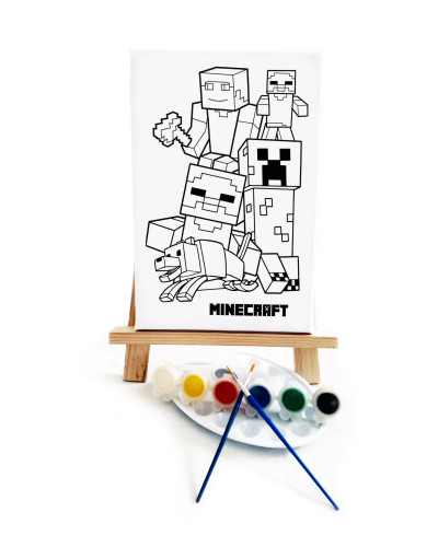MaynKraft Çocuk Ressam Seti - 20 x 30 cm Önçizimli Tuval, 2 Adet Fırça, Palet, Boyalar ve Şövale