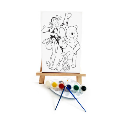 Winny Çocuk Ressam Seti - 20 x 30 cm Önçizimli Tuval, 2 Adet Fırça, Palet, Boyalar ve Şövale