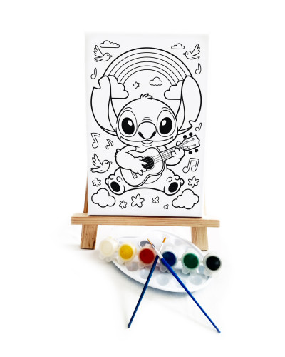 Gitarist Stio Çocuk Ressam Seti - 20 x 30 cm Önçizimli Tuval, 2 Adet Fırça, Palet, Boyalar ve Şövale