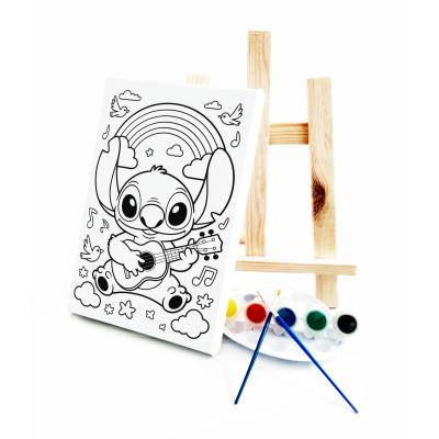 Gitarist Stio Çocuk Ressam Seti - 20 x 30 cm Önçizimli Tuval, 2 Adet Fırça, Palet, Boyalar ve Şövale