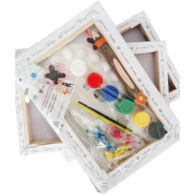 Twiity Ressam Seti - 20 x 30 cm Önçizimli Tuval, 2 Adet Fırça, Palet, Boyalar ve Şövale